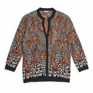 Stylish Black and Red Paisley Cardigan